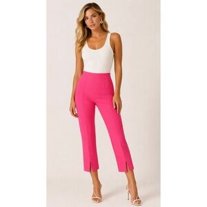VTG Cache Hot Pink Cropped Dress Pants High Rise Side Zip Slit Hem Size 4